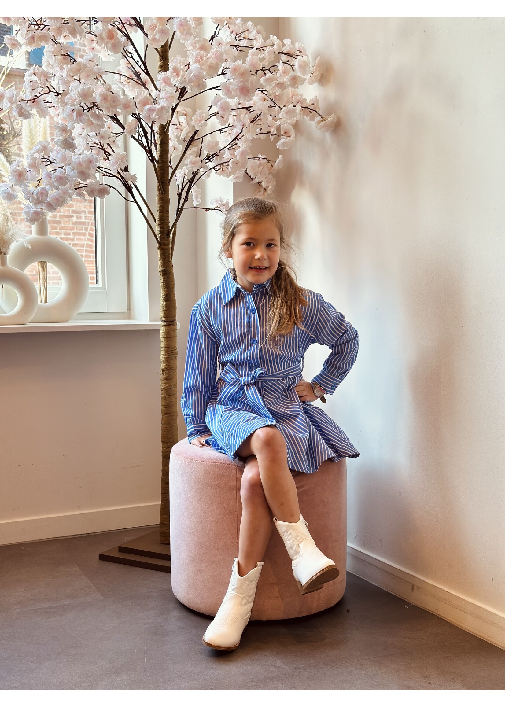 Isabella blouse dress blue/white stripes