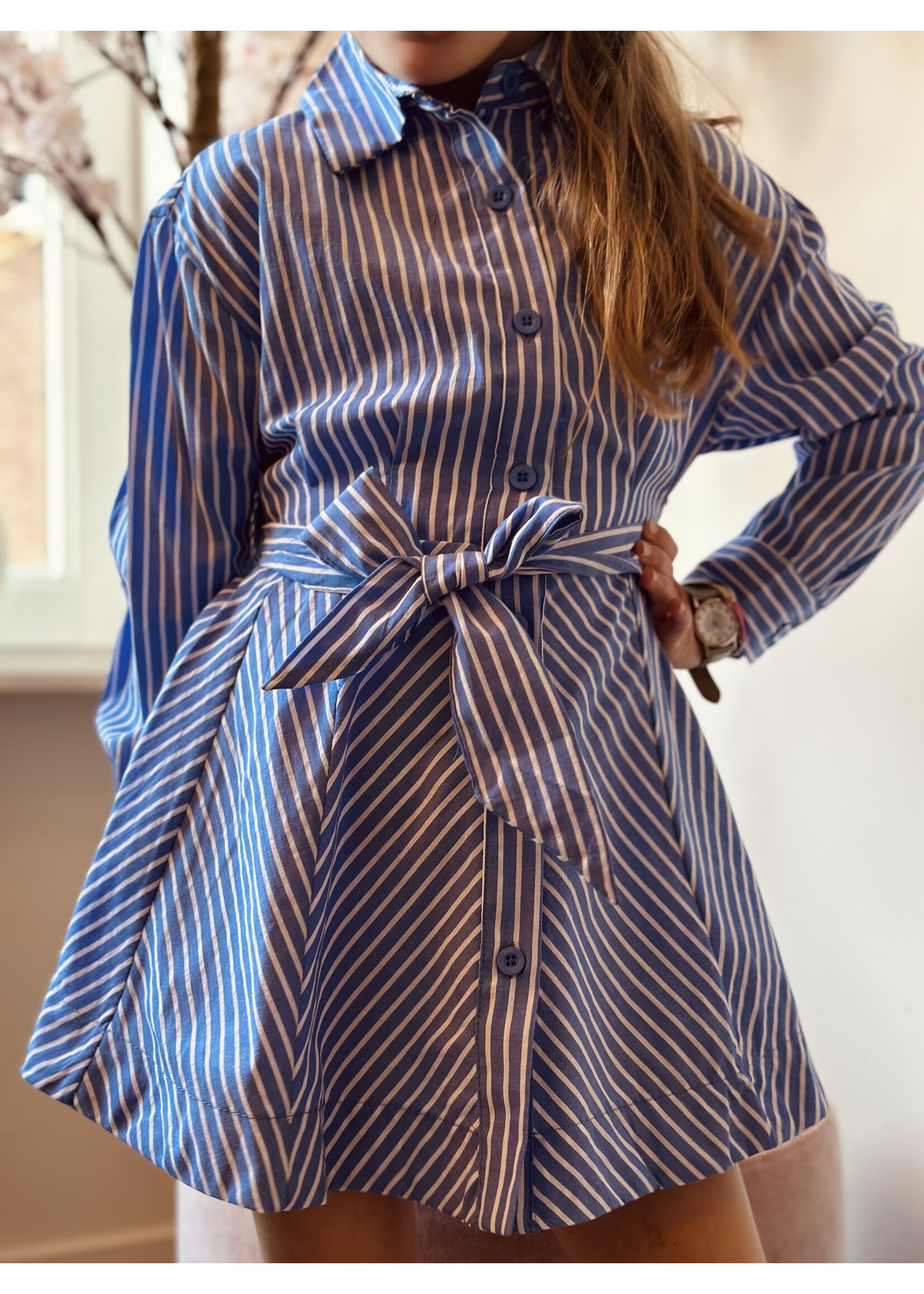 Isabella blouse dress blue/white stripes
