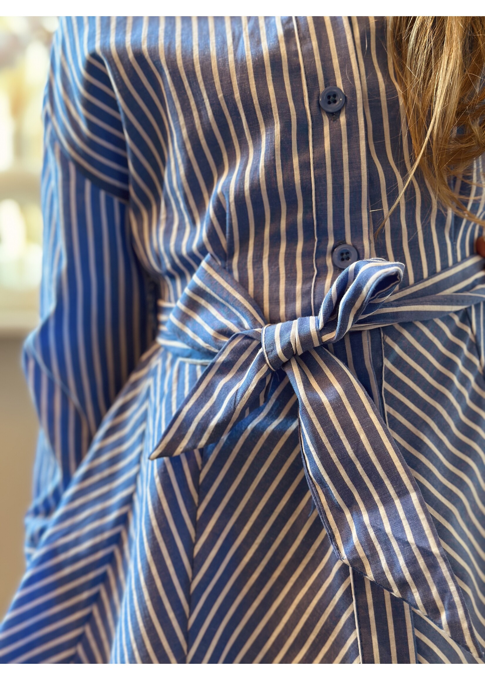 Isabella blouse dress blue/white stripes