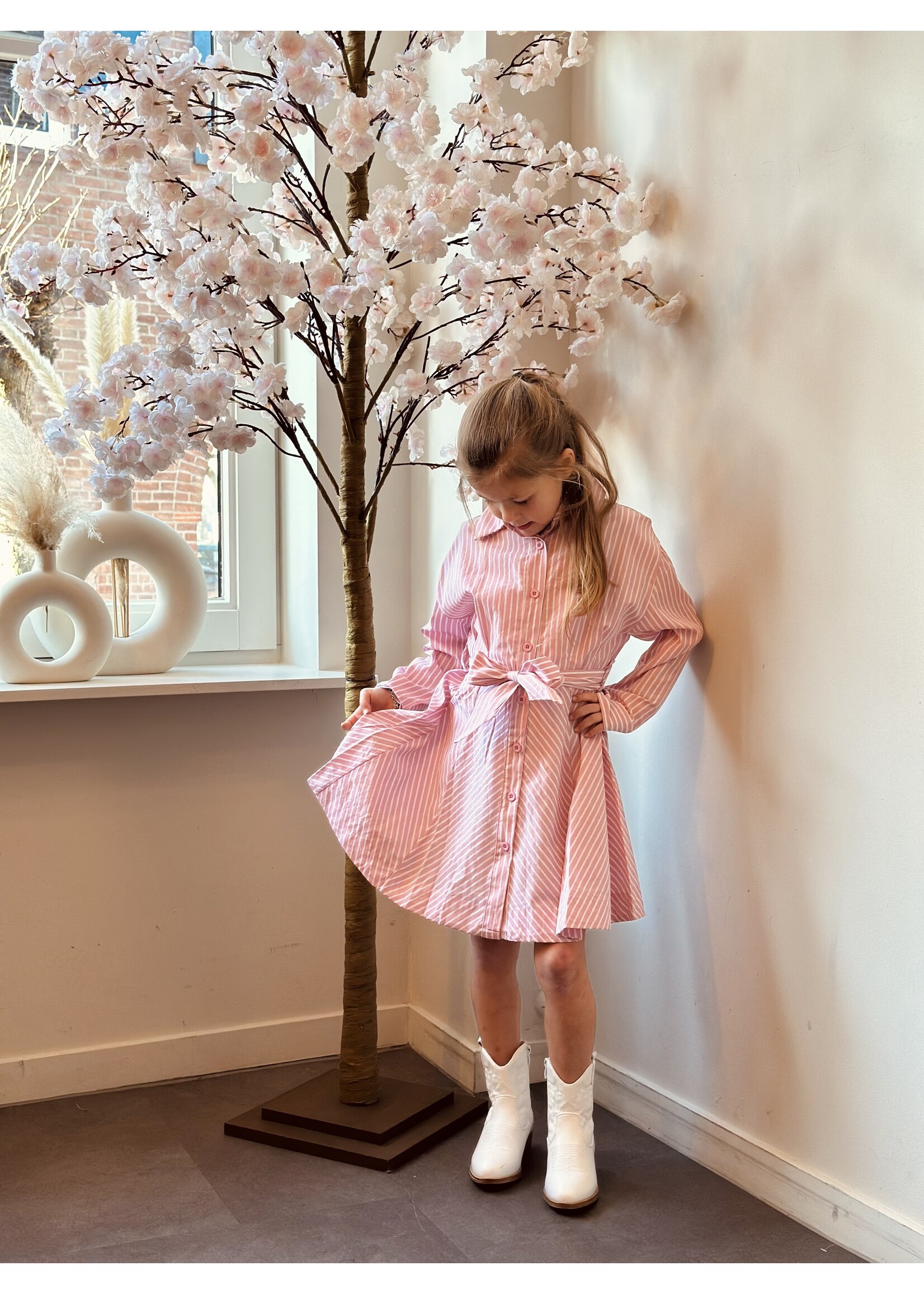 Isabella blouse dress pink/white stripes