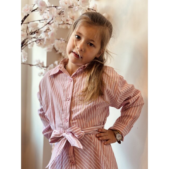 Isabella blouse dress pink/white stripes