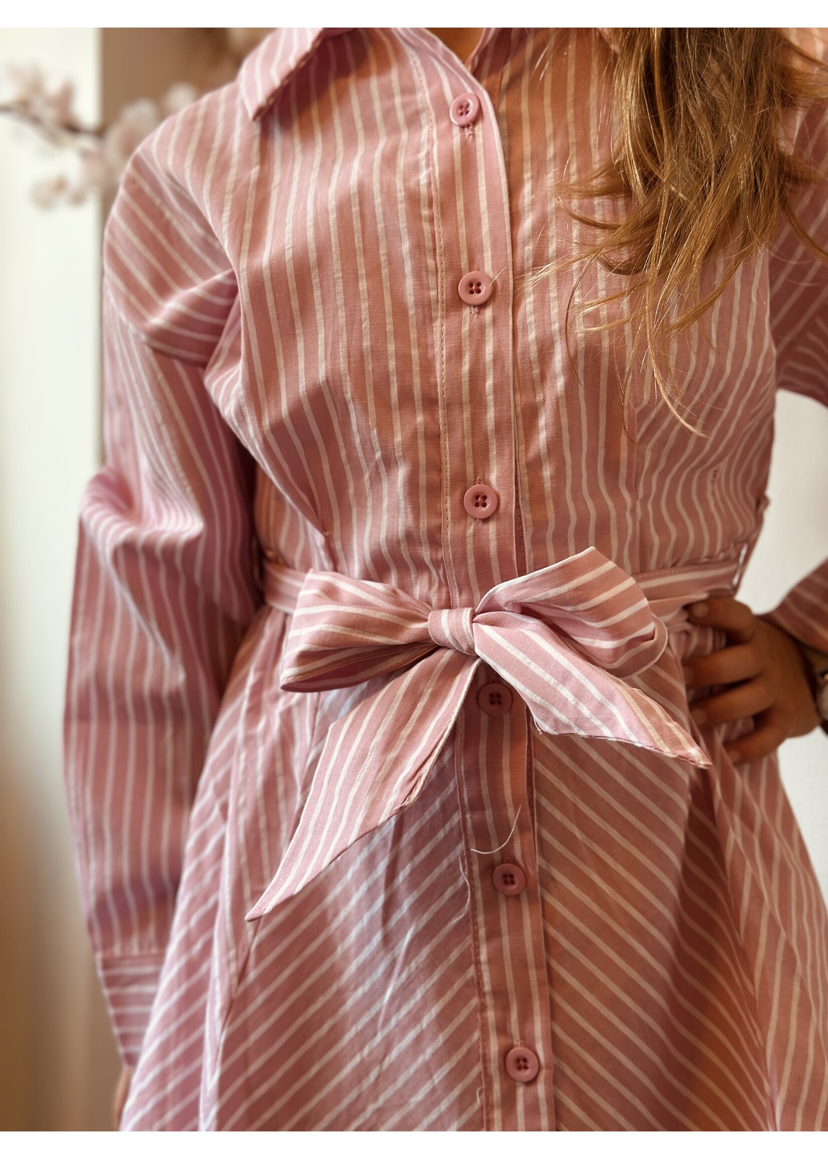 Isabella blouse dress pink/white stripes