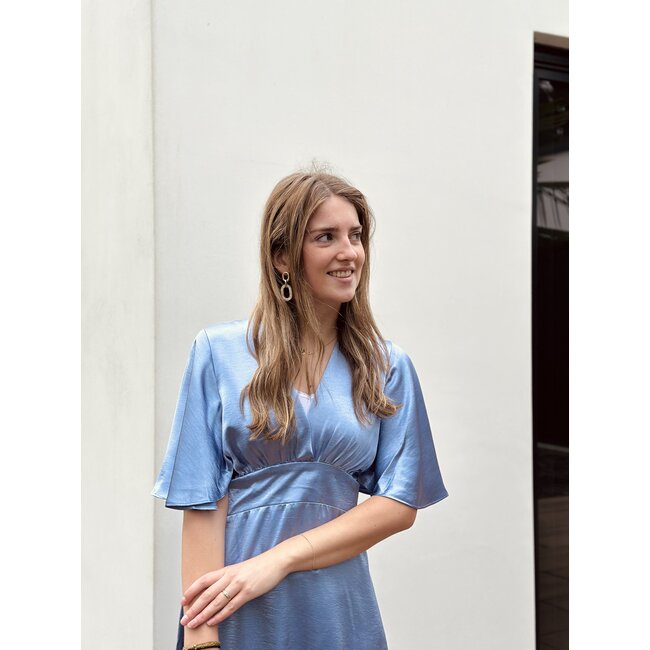 Sisters Point Sisters Point Danique long dress satin light blue