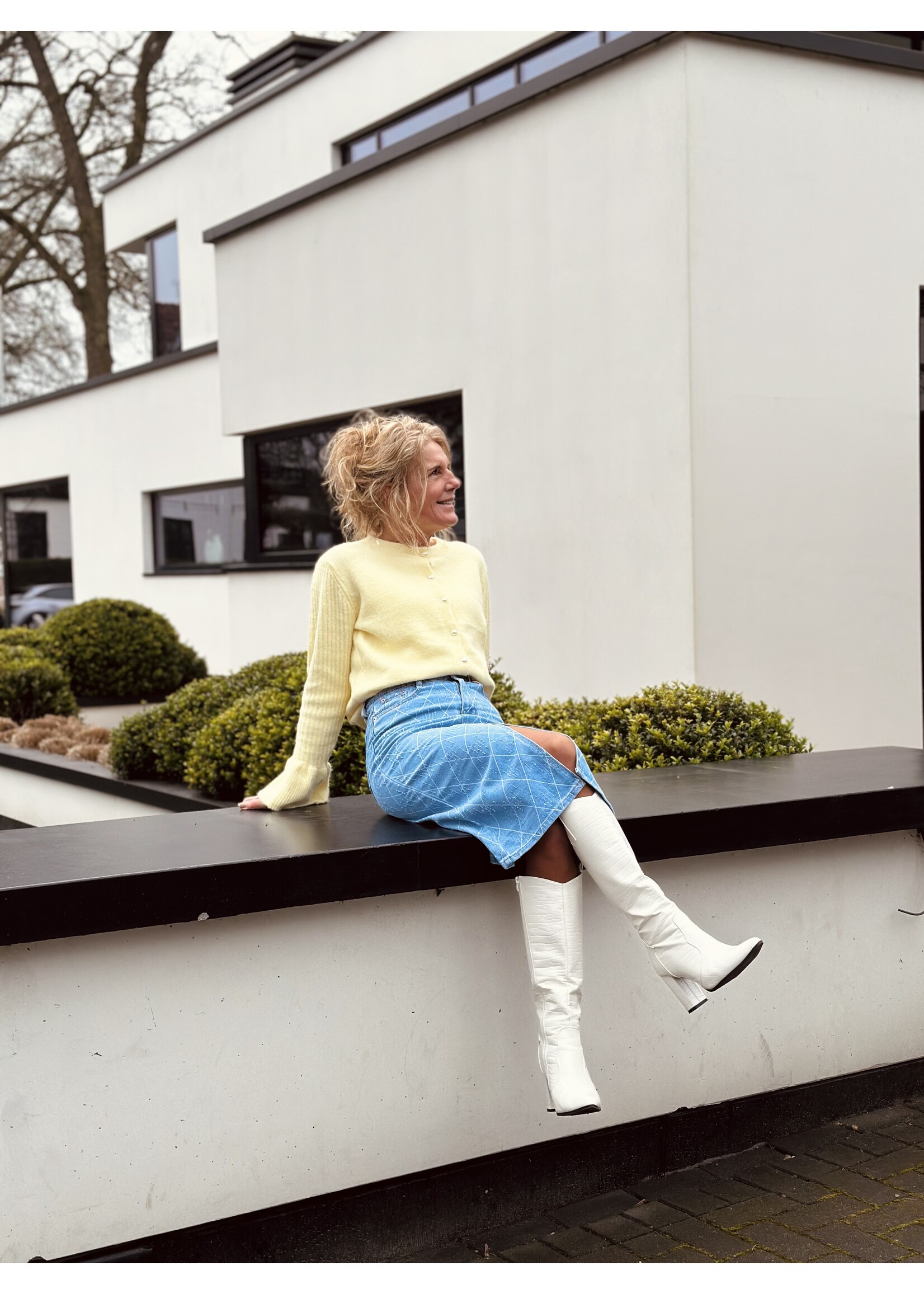 Jessie long denim skirt dark blue