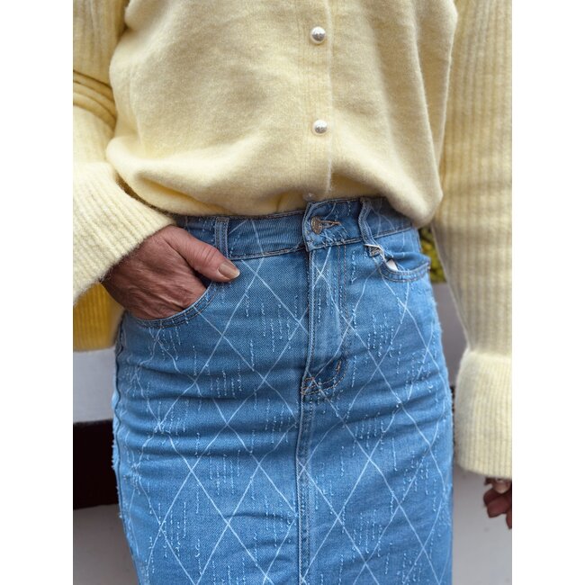 Jessie long denim skirt dark blue