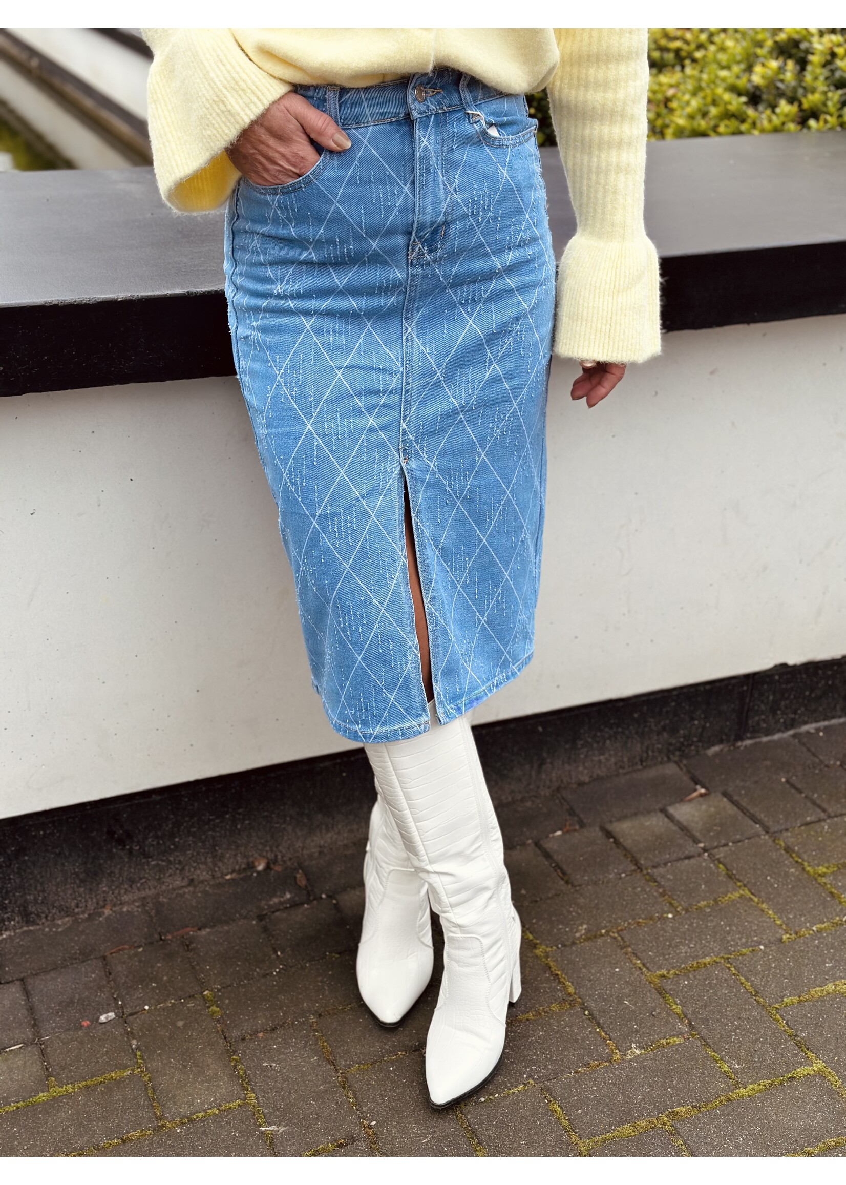 Jessie long denim skirt dark blue