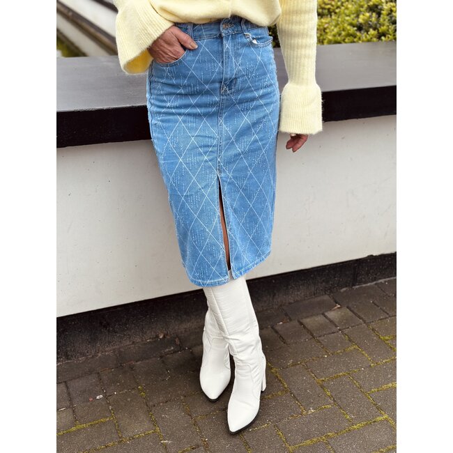 Jessie long denim skirt dark blue