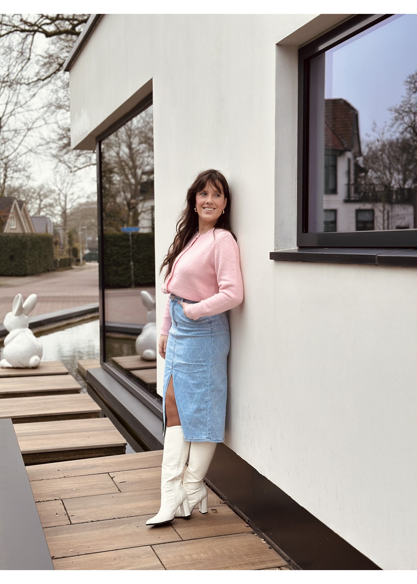 Jessie long denim skirt light blue