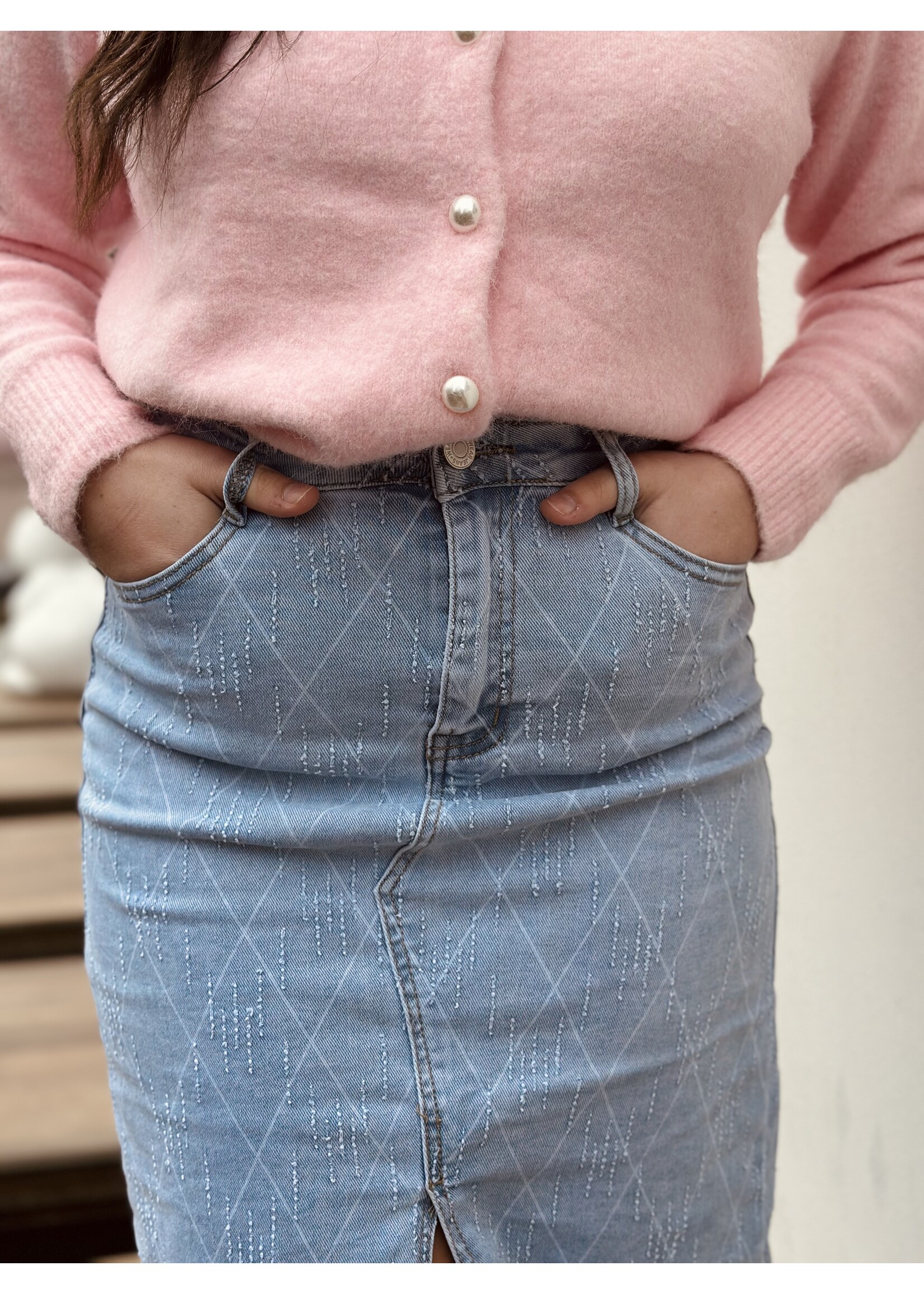 Jessie long denim skirt light blue