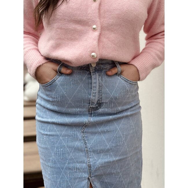 Jessie long denim skirt light blue