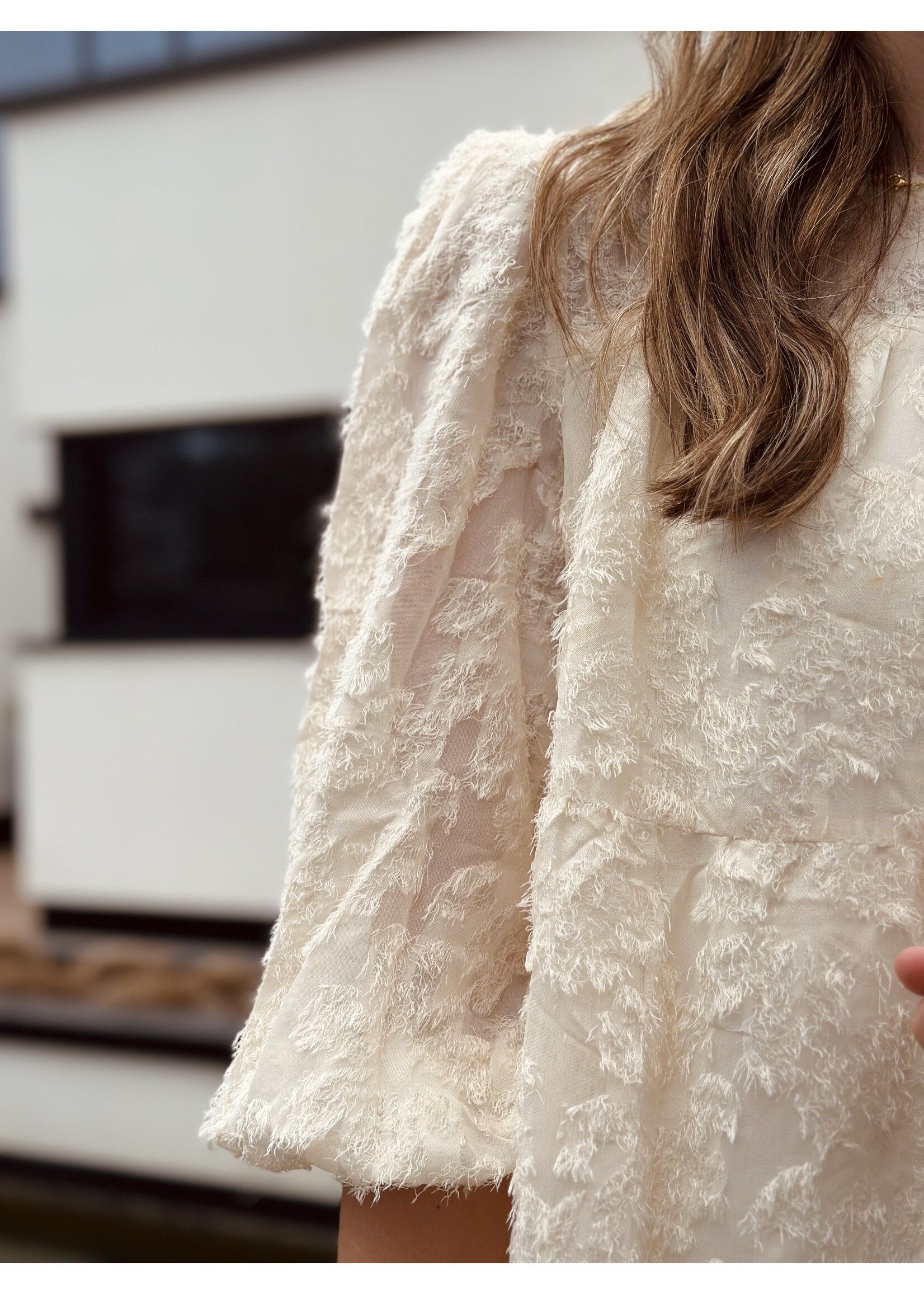 Ryanna feather dress beige