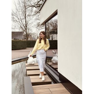 Annie denim long skirt white