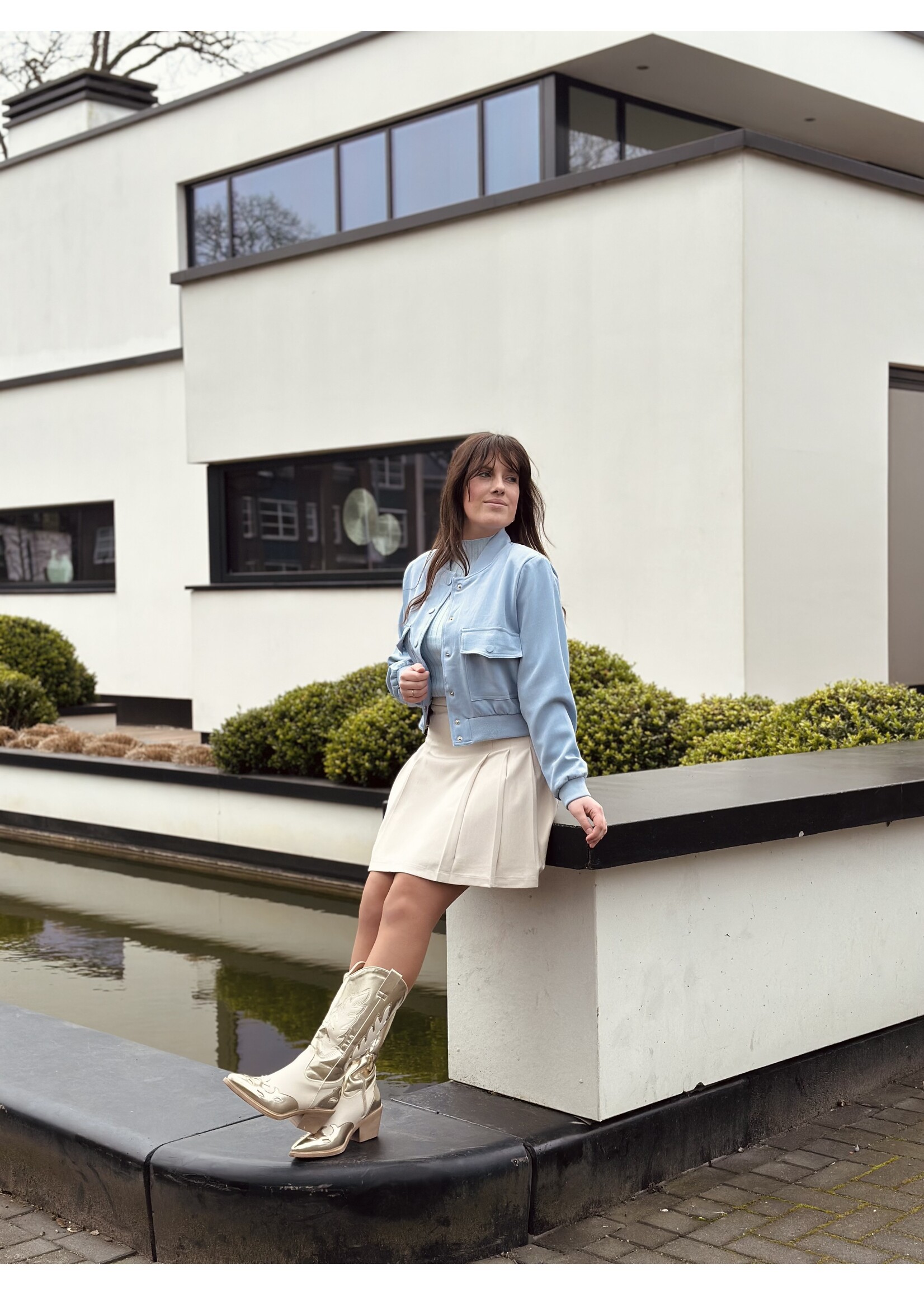 Sisters Point Sisters Point Anna bomber jacket light blue