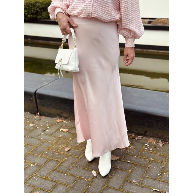 Madeleen satin long skirt light pink