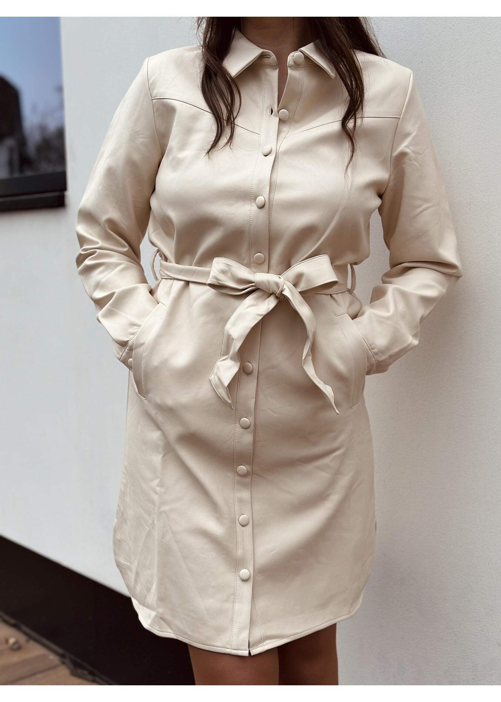 Smashed Lemon Smashed lemon Corlina leather look dress beige