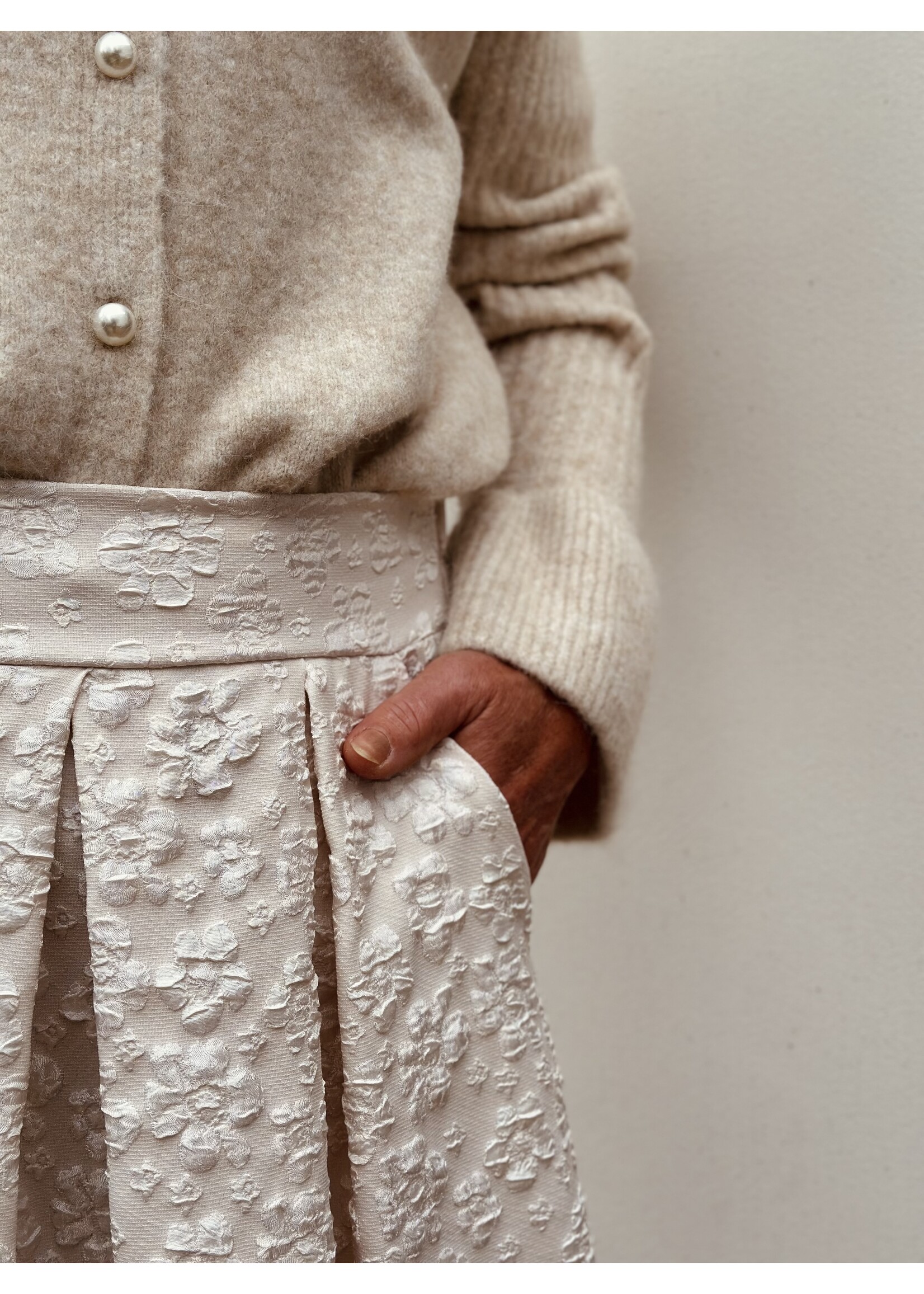 Sjanine long skirt flower print beige