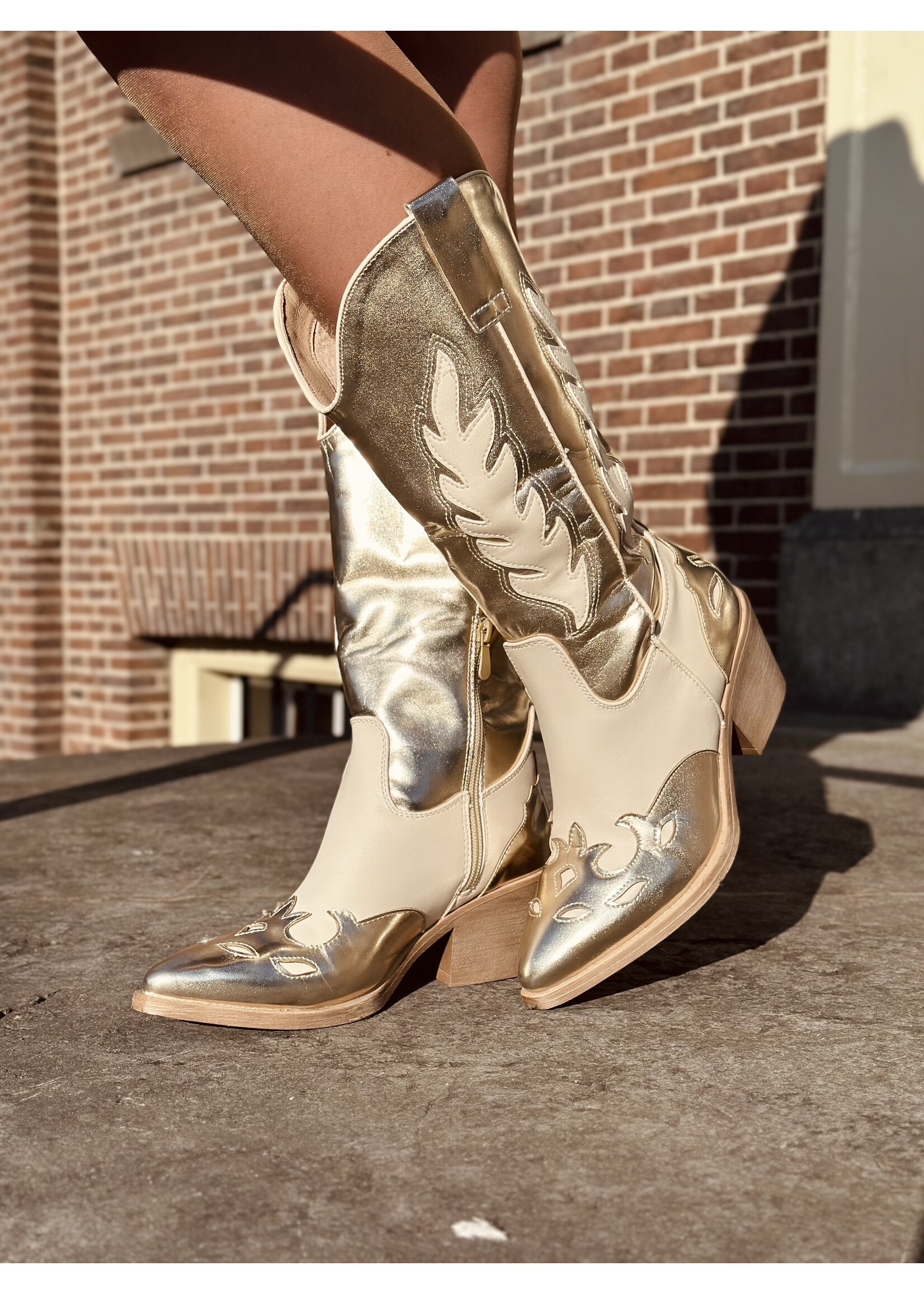 Mirella cowboy boots gold/beige