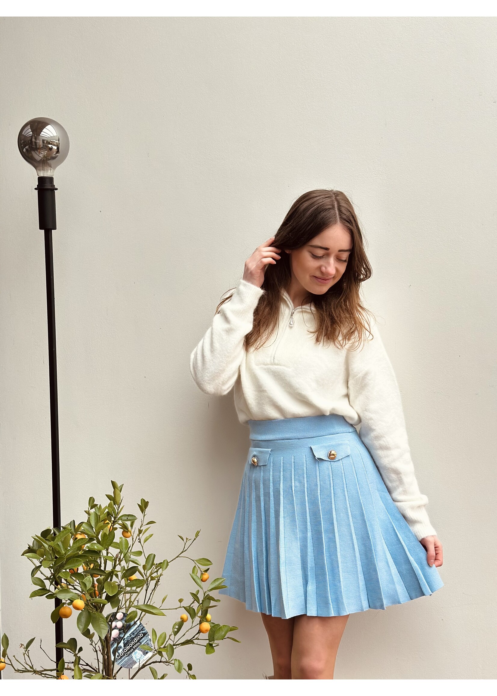 Jenette skirt plissé light blue