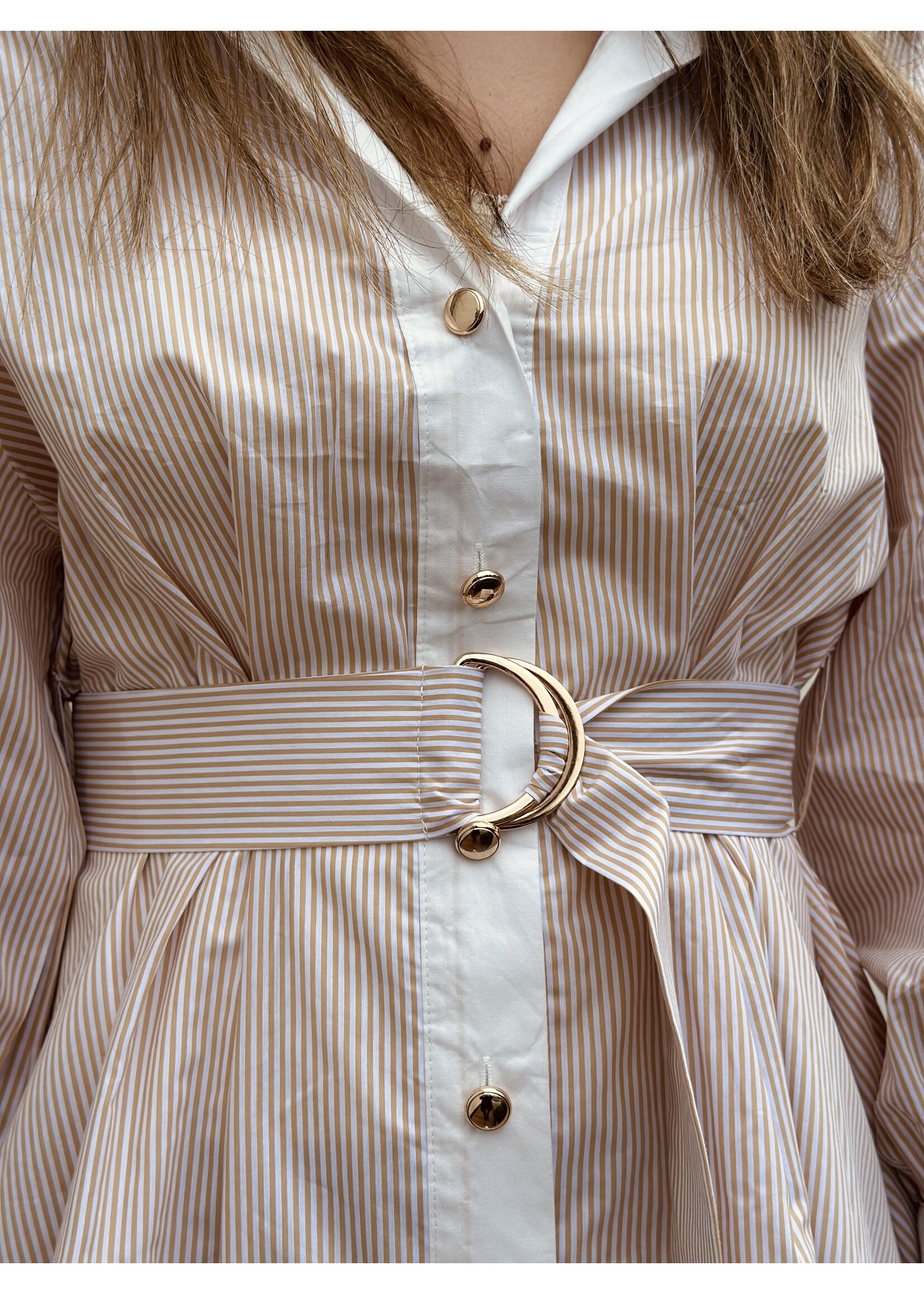 Hiskia dress beige/white stripes