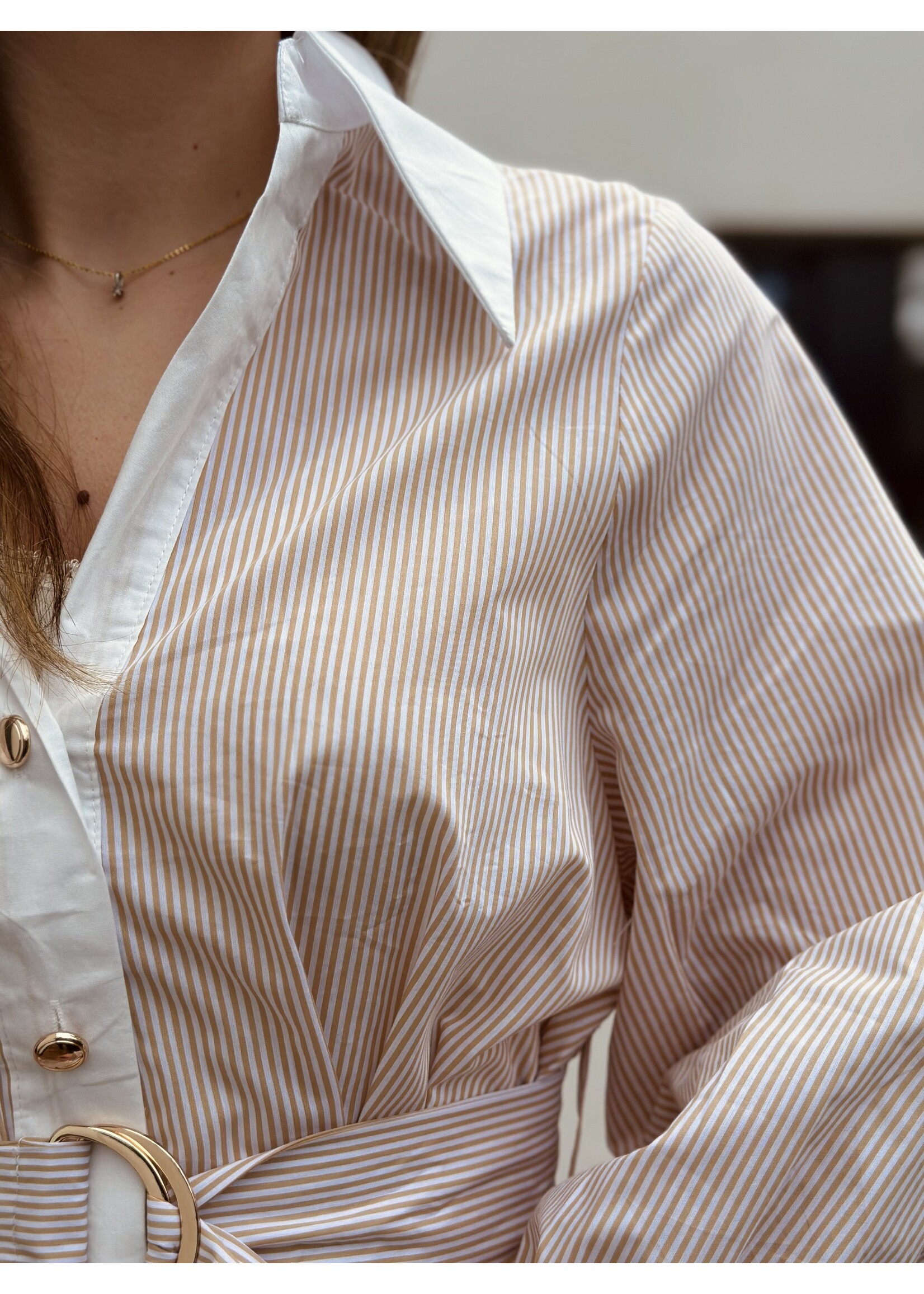 Hiskia dress beige/white stripes