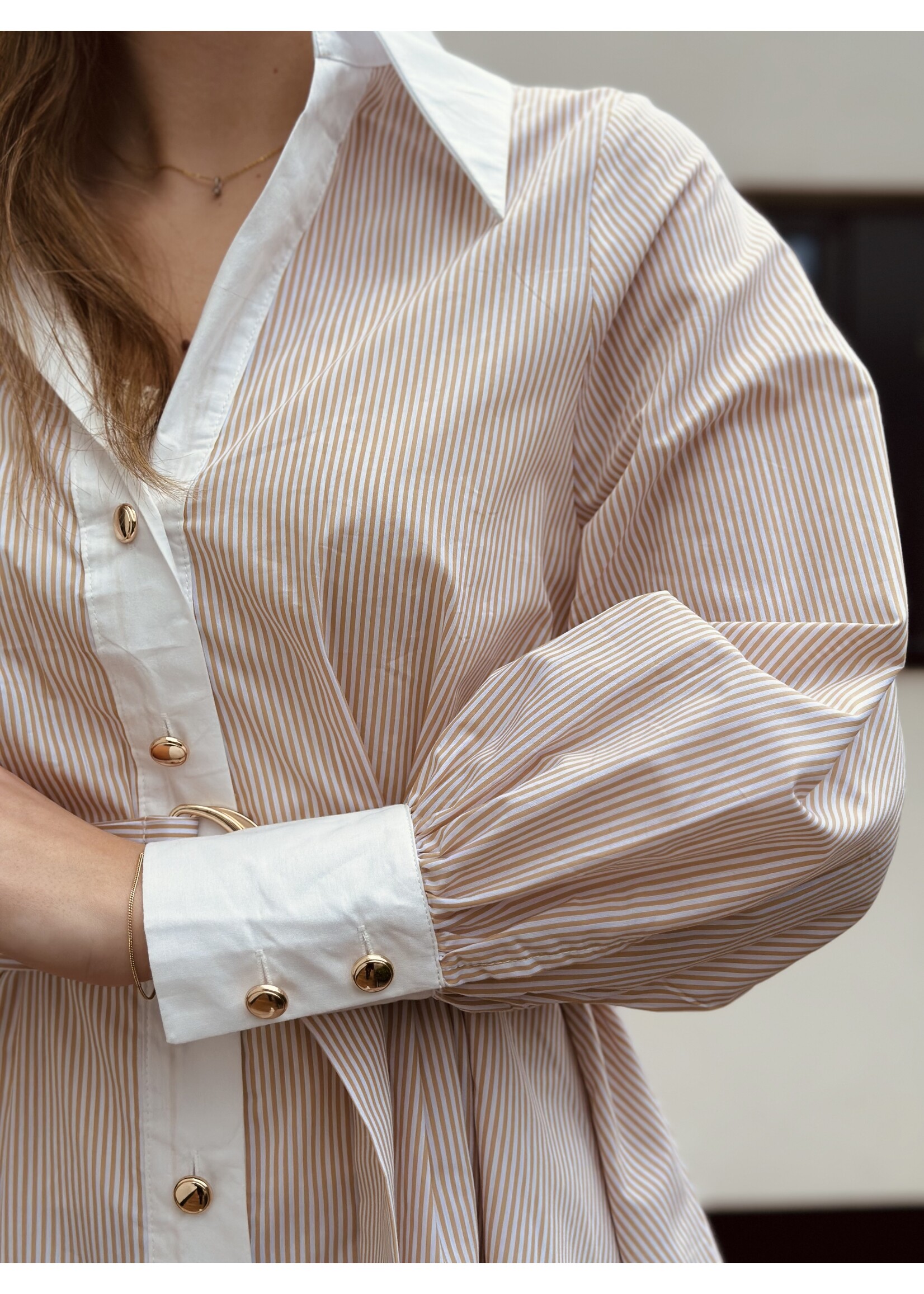 Hiskia dress beige/white stripes