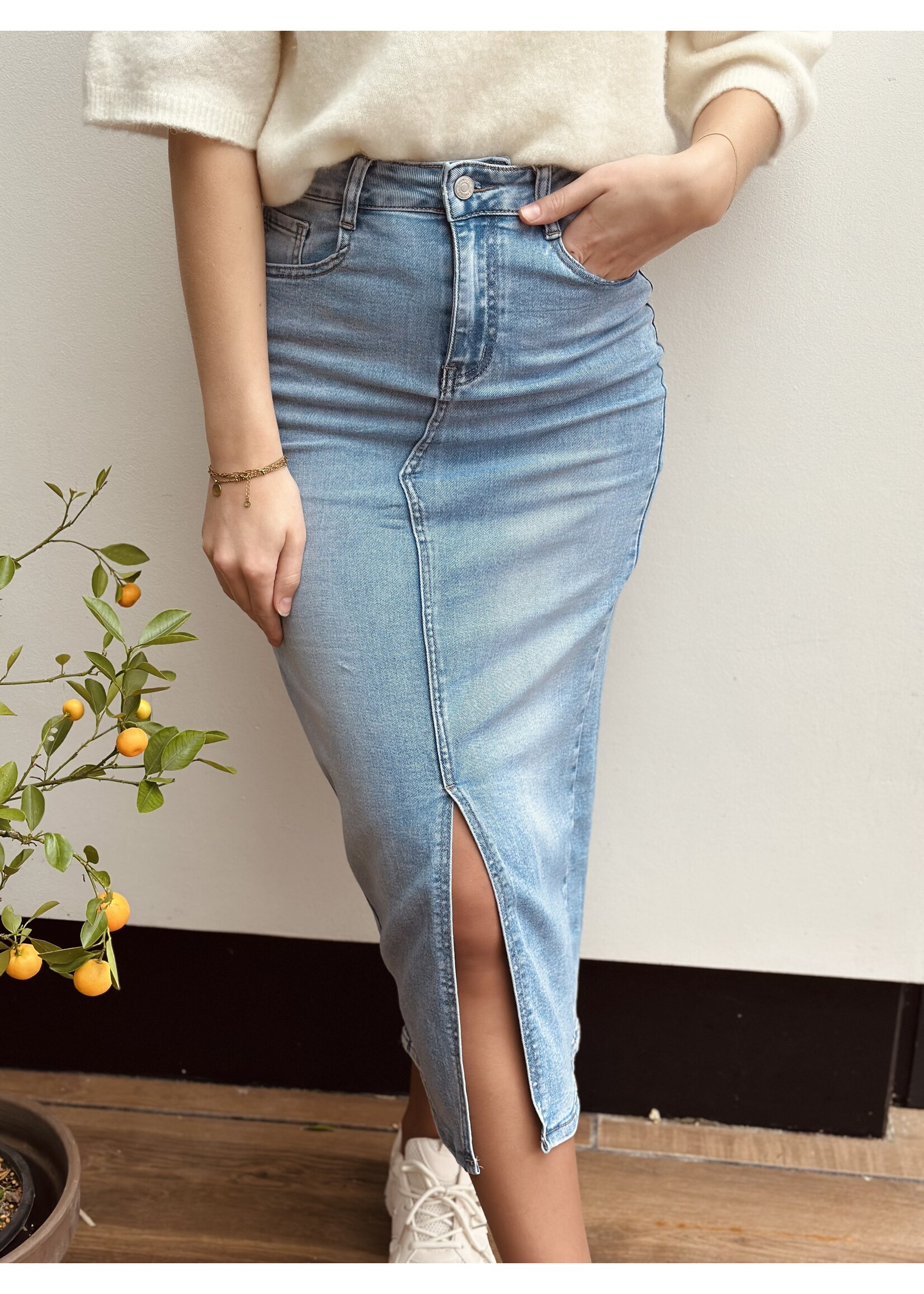 Oria long skirt denim blue