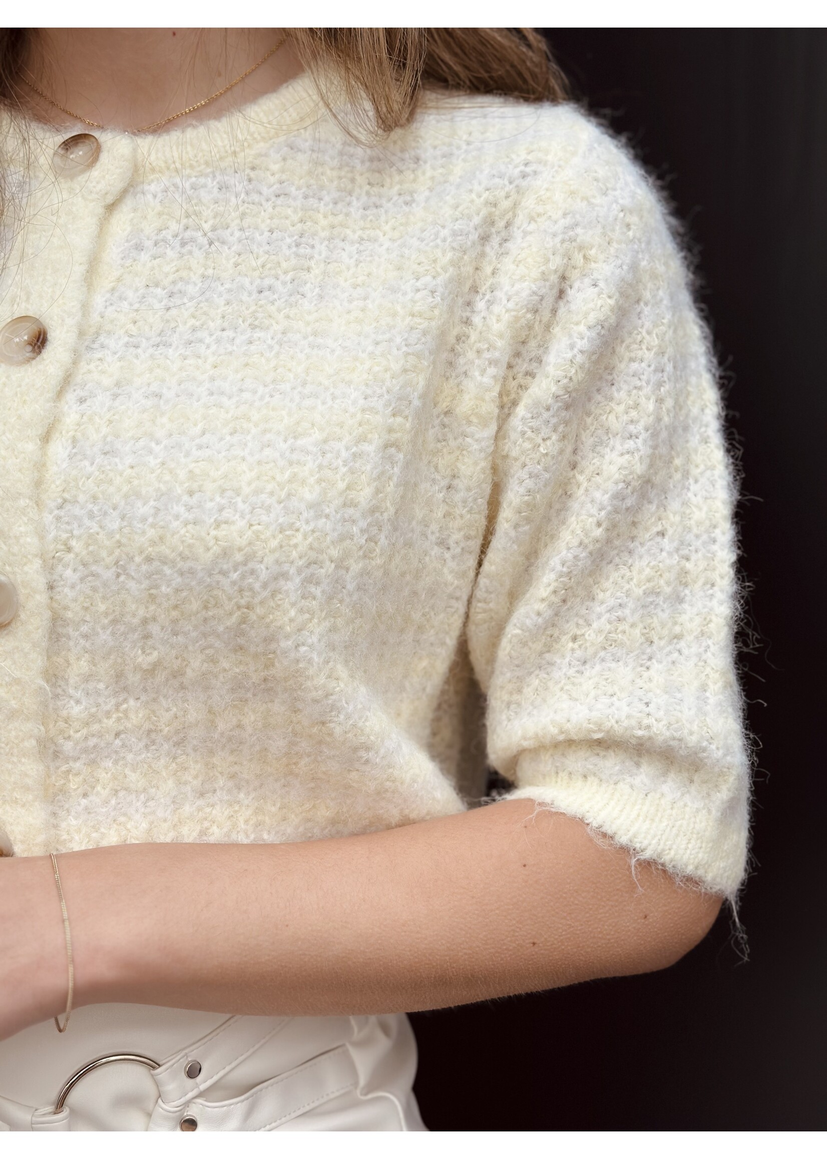 Linde cardigan offwhite/yellow