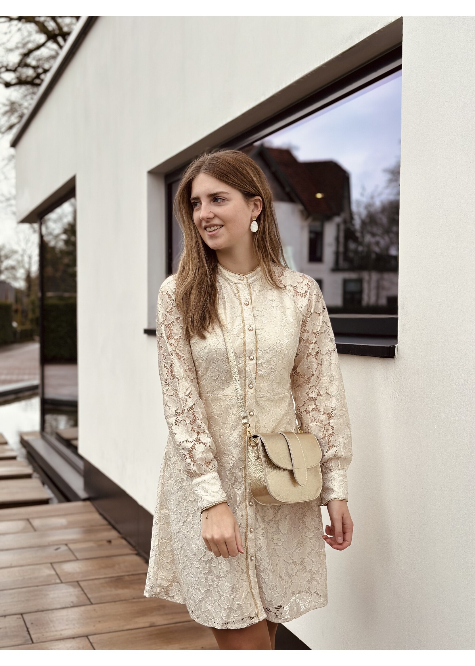 Karen dress gold broderie