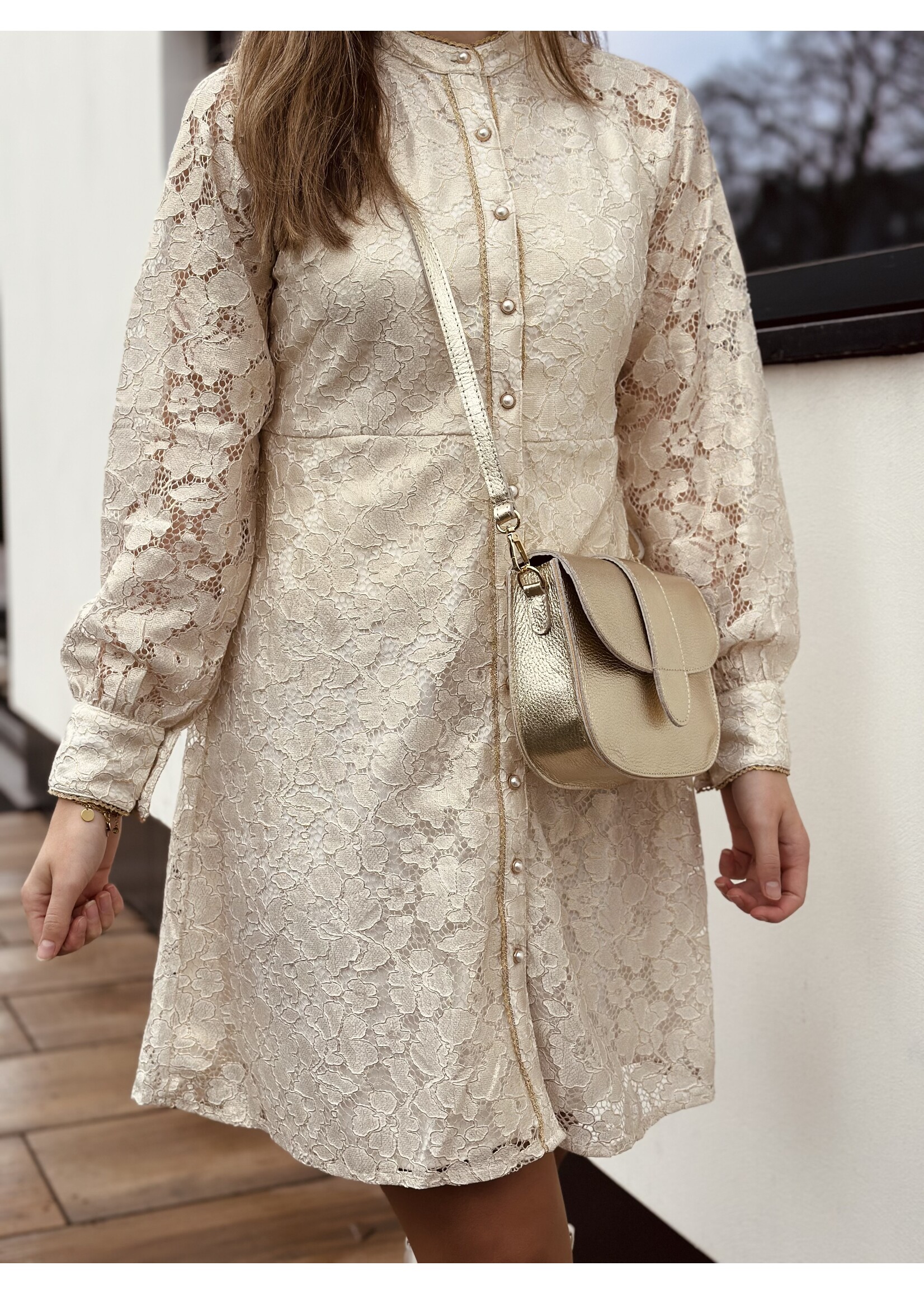 Karen dress gold broderie