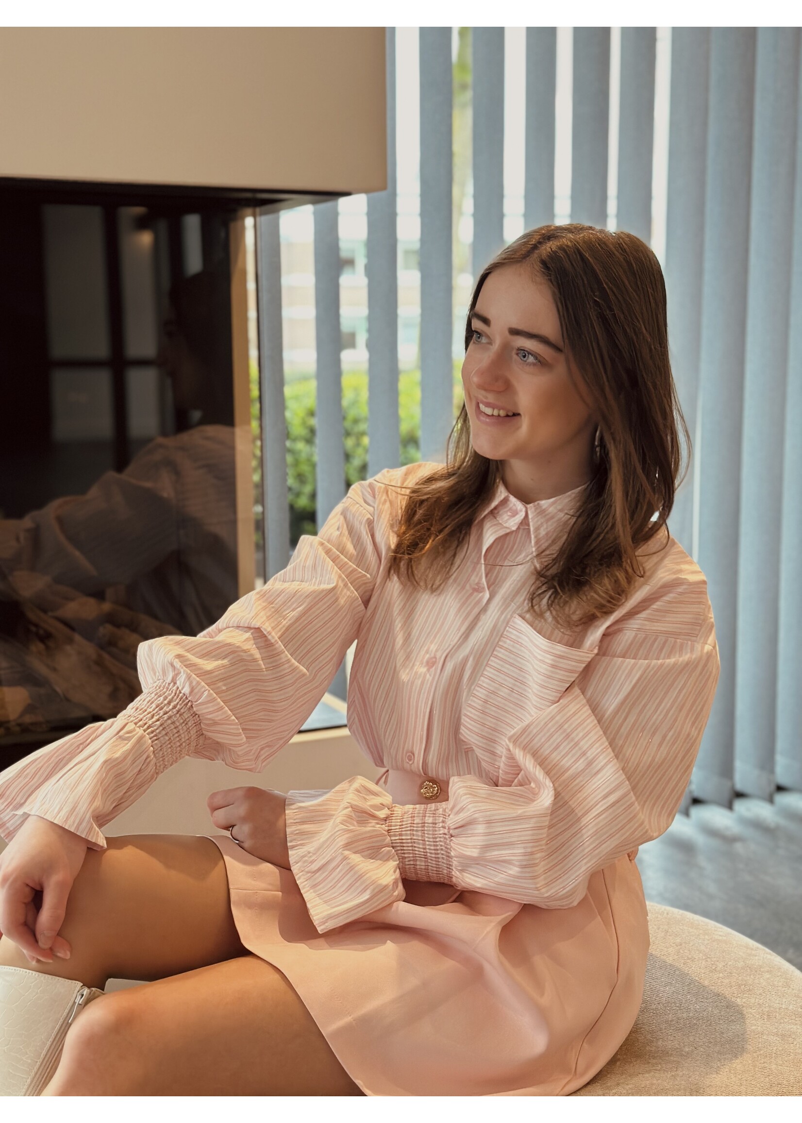 Josephine blouse pink stripes One Size