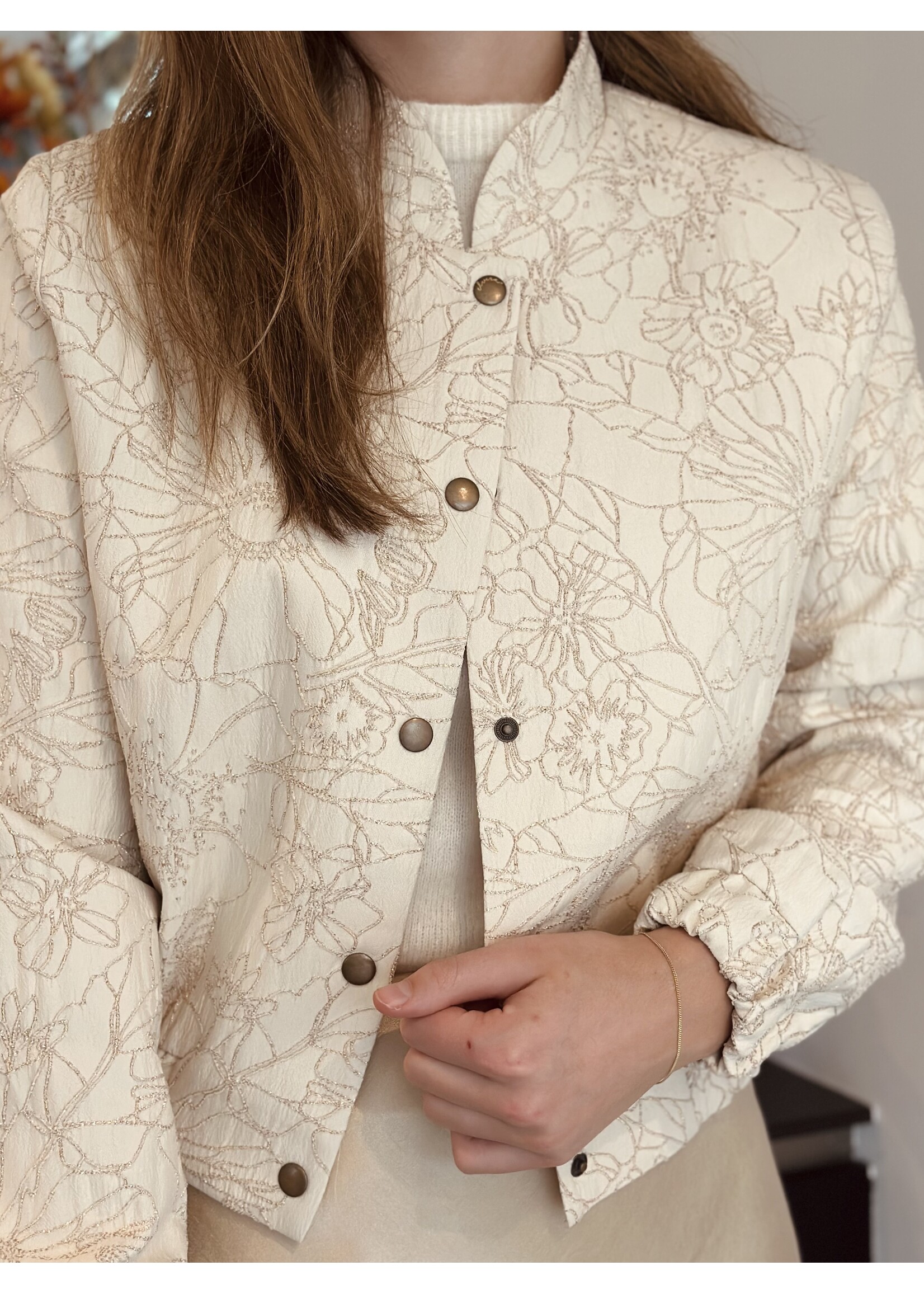 Elvira Elvira Aurora bomber jacket beige print