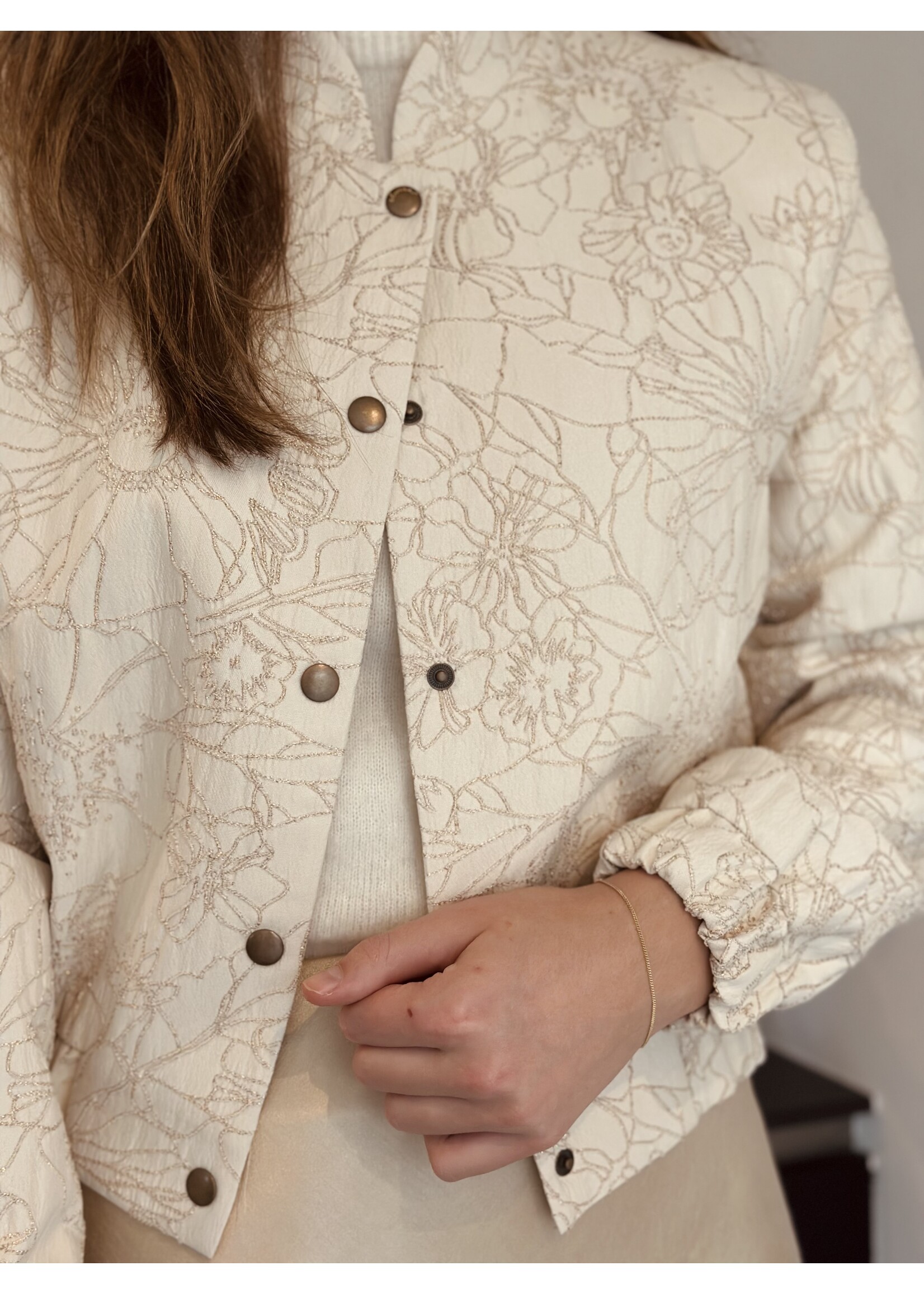 Elvira Elvira Aurora bomber jacket beige print