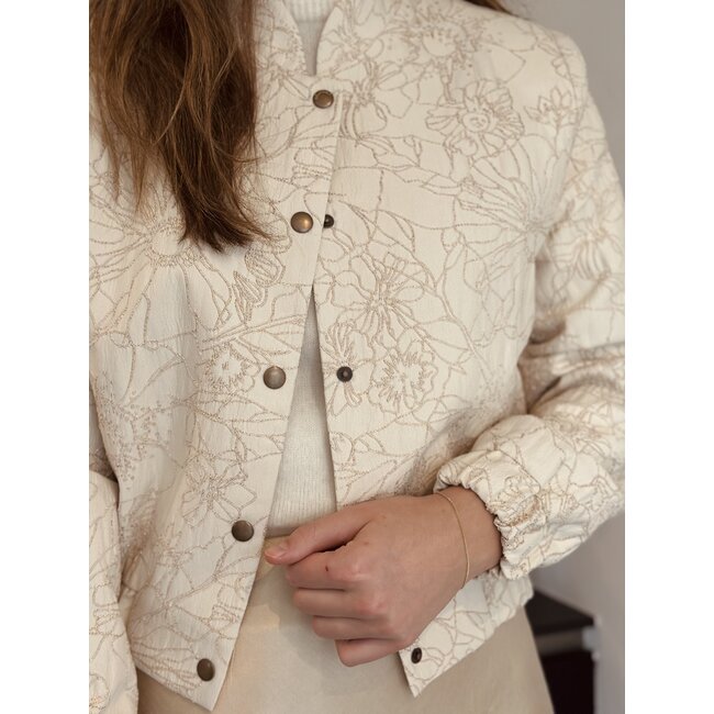 Elvira Elvira Aurora bomber jacket beige print