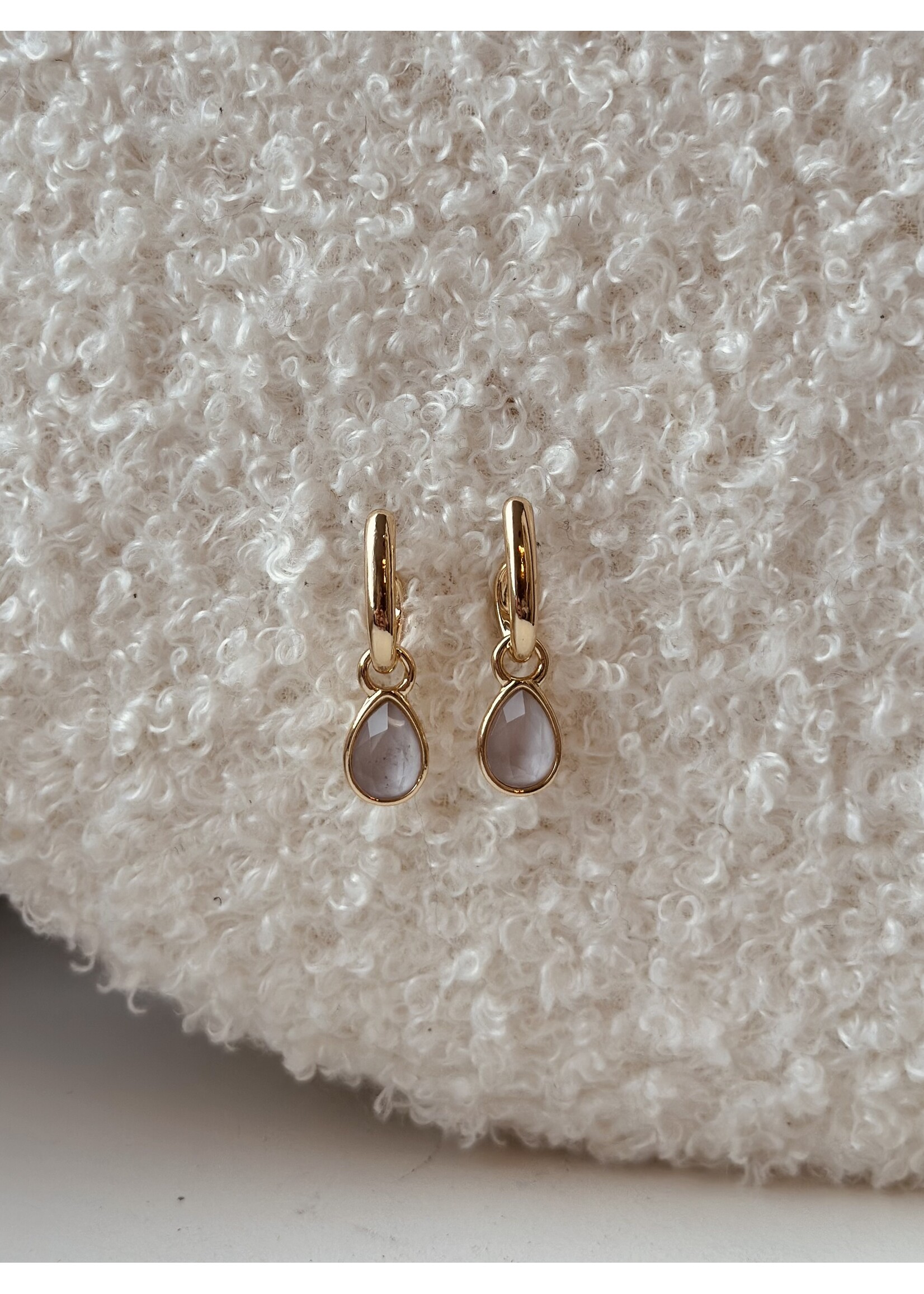 Oorbellen goudkleurig hangertje white 2506