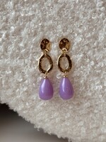 Oorbellen goudkleurig paars 5610
