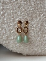 Oorbellen goudkleurig mintgroen 5635