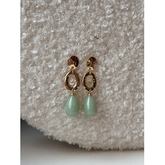 Oorbellen goudkleurig mintgroen 5635