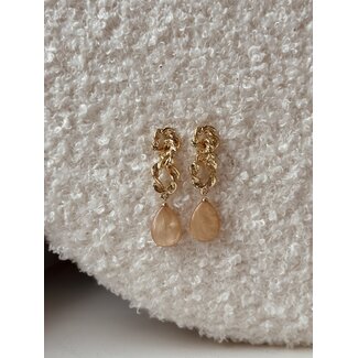Oorbellen goudkleurig beige 5722