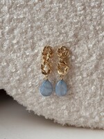 Oorbellen goudkleurig lichtblauw 5708