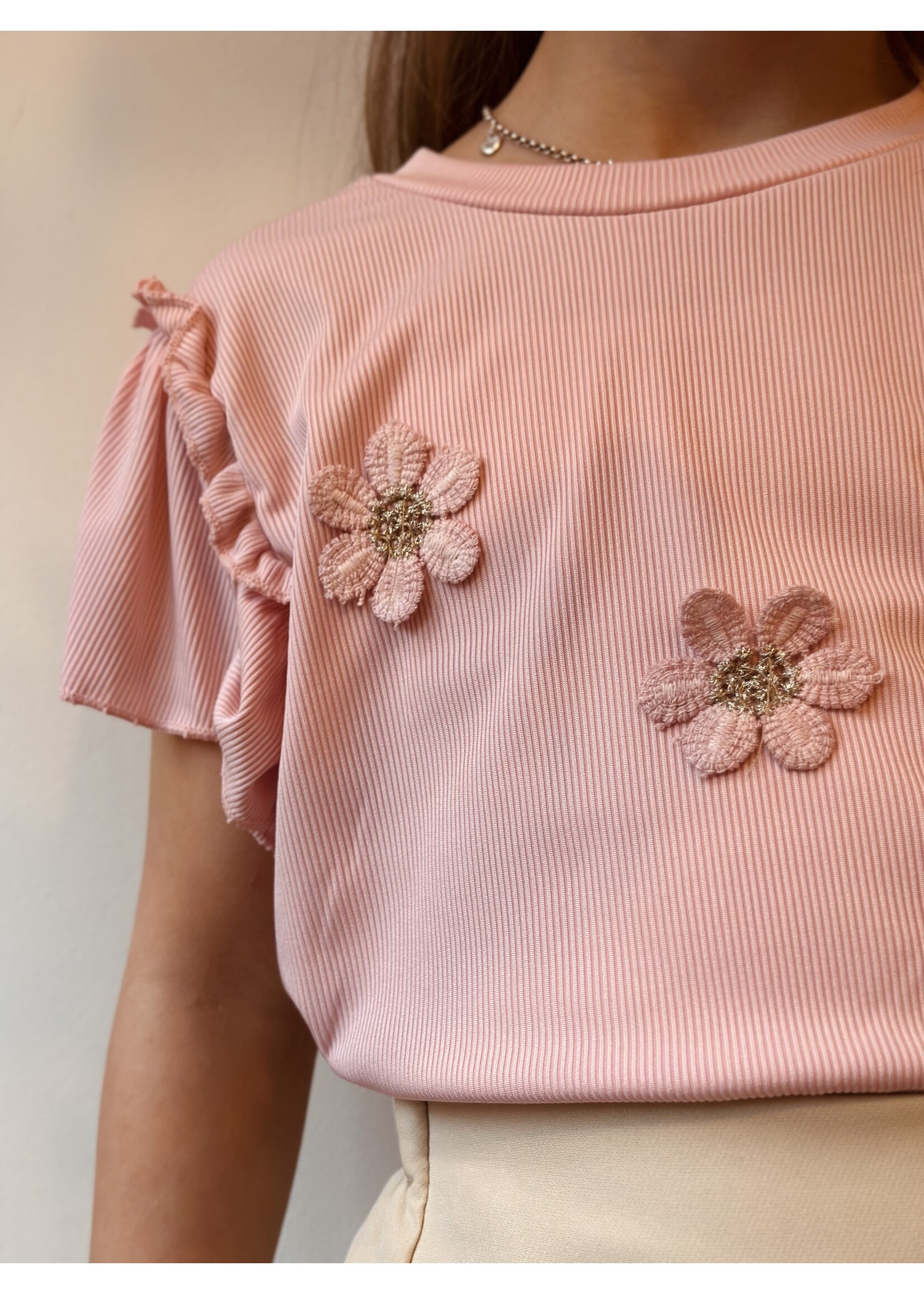 Dianne top light pink flowers