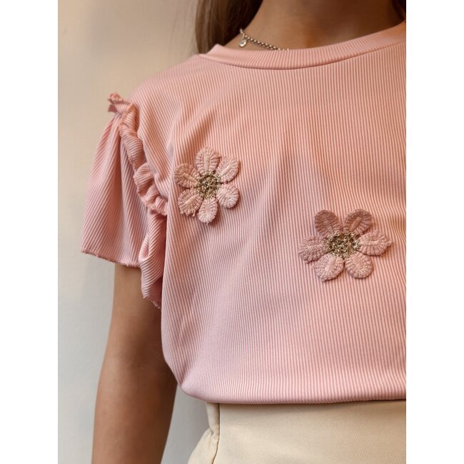 Dianne top light pink flowers
