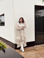 Daimy long dress offwhite print