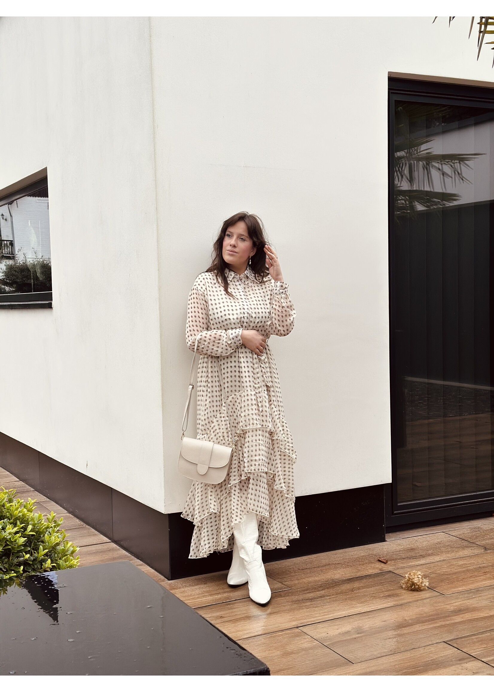 Daimy long dress offwhite print