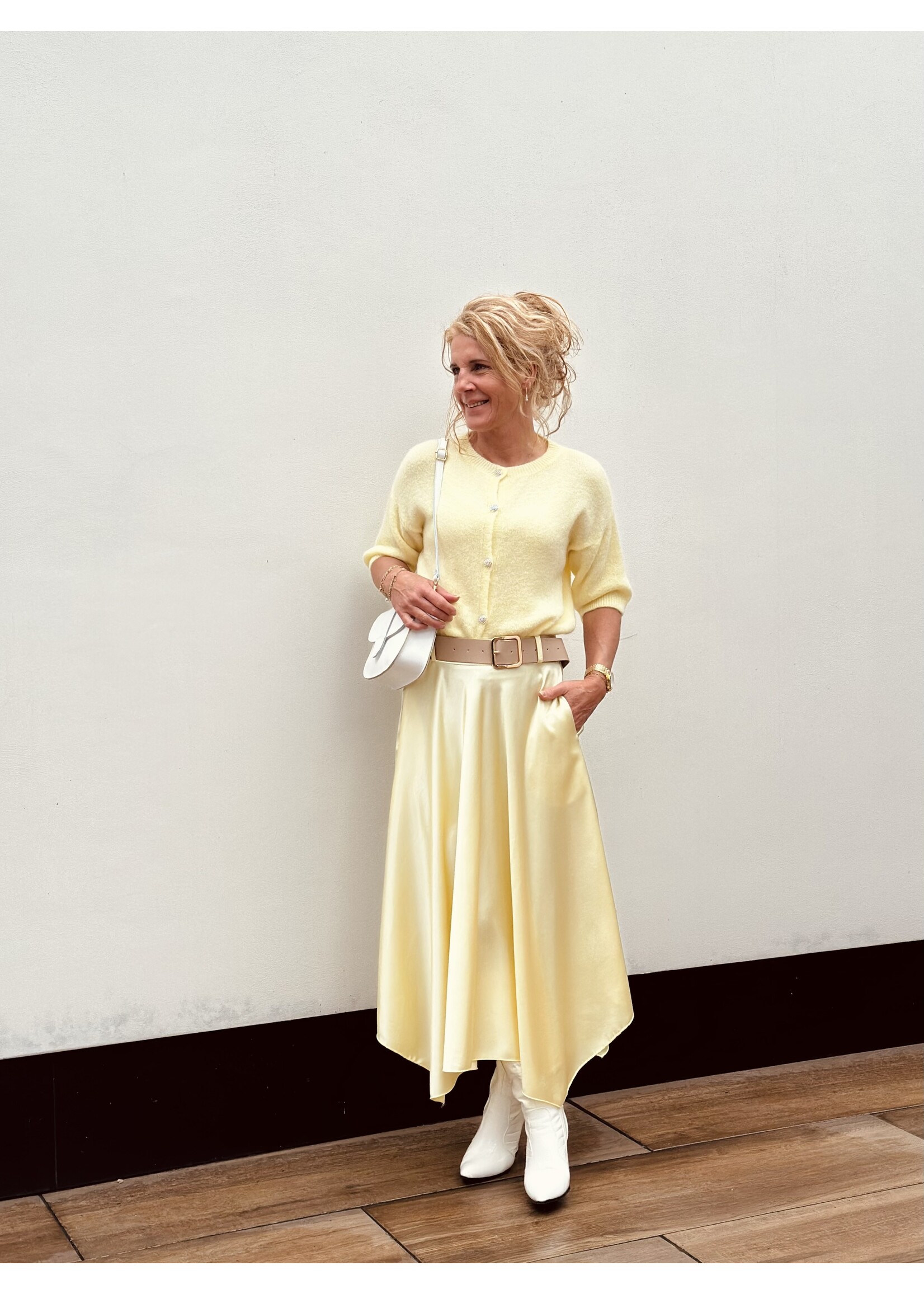 Miranda long satin skirt yellow One Size