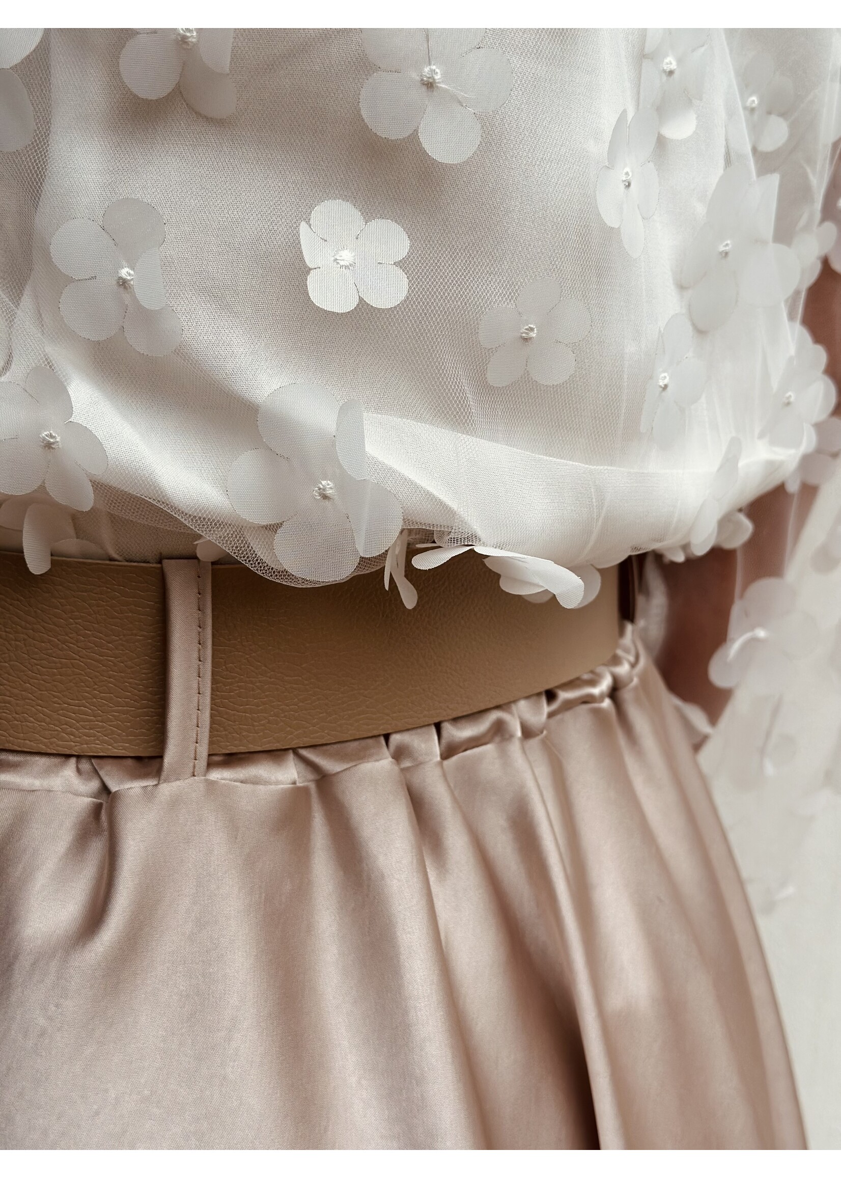 Miranda long satin skirt beige One Size