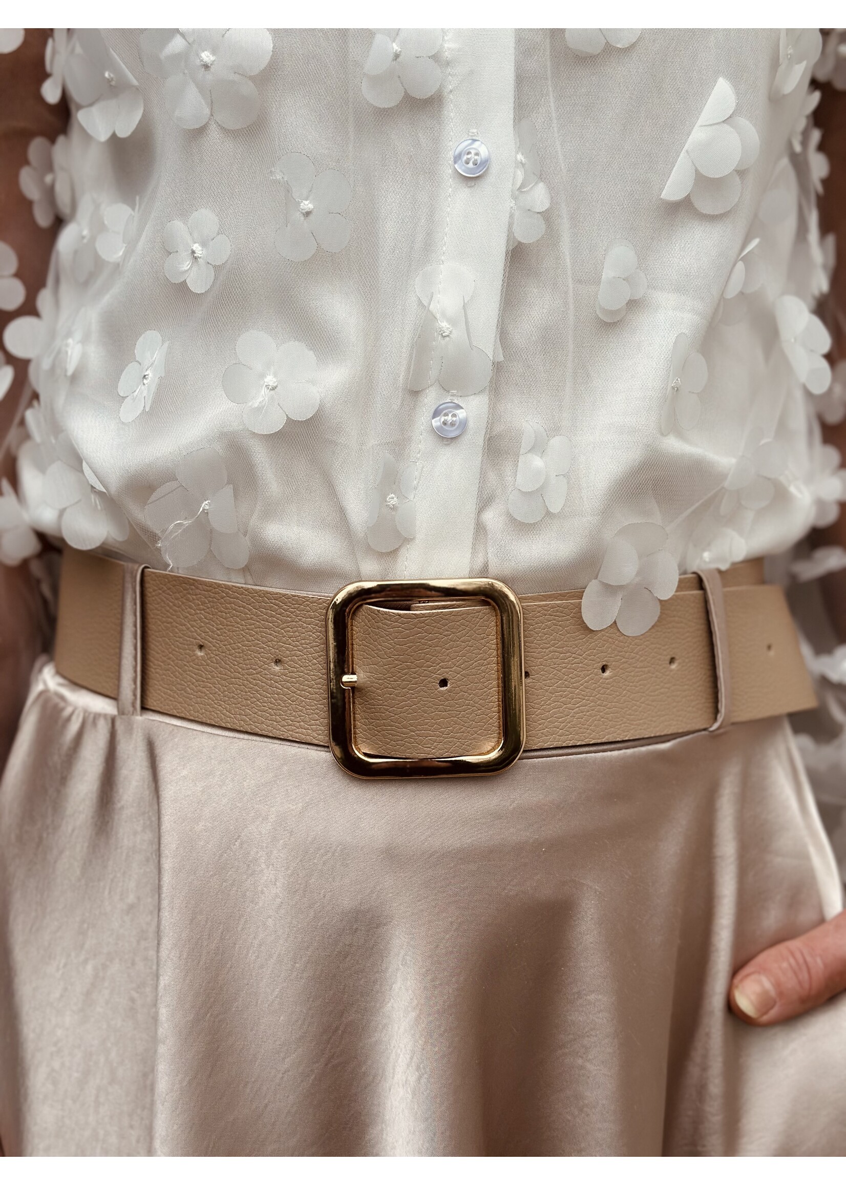 Miranda long satin skirt beige One Size