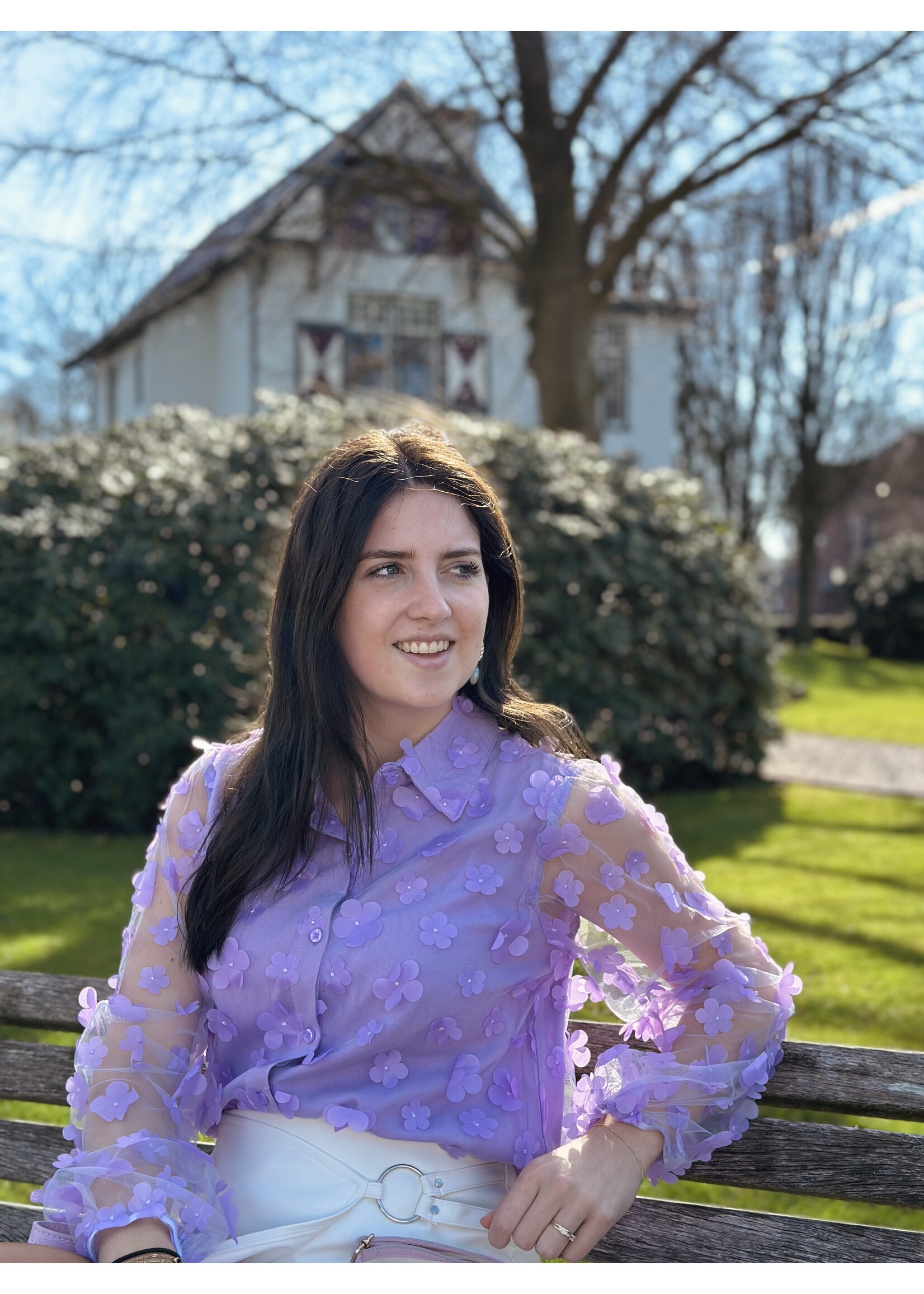 Evina blouse purple flower print