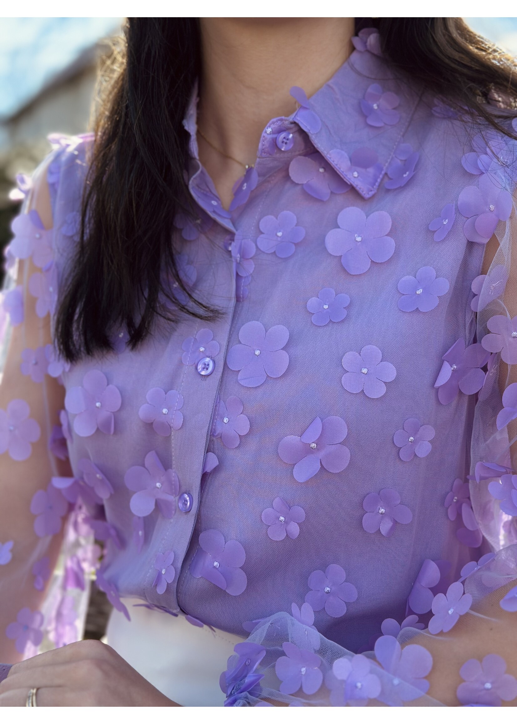 Evina blouse purple flower print