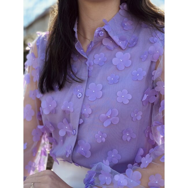 Evina blouse purple flower print