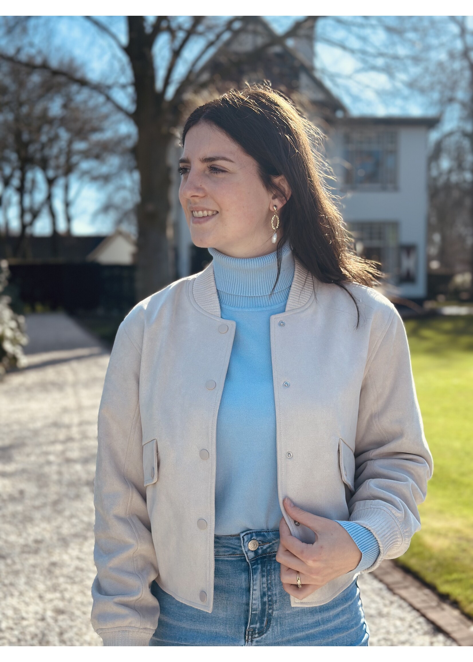 Sisters Point Sisters Point Dyanne bomber jacket suède beige